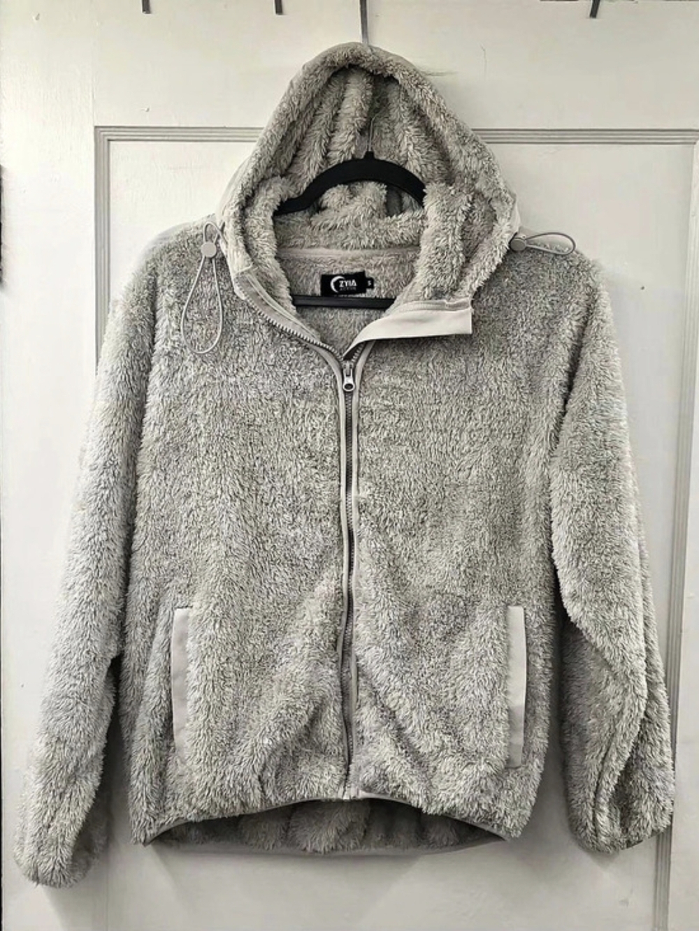 ZYIA Active Gray Storm Sherpa Block Full-Zip Jacket Small Like New
